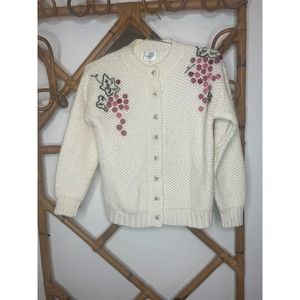 Vintage Grapevine Embroidered Granny Sweater / Cardigan